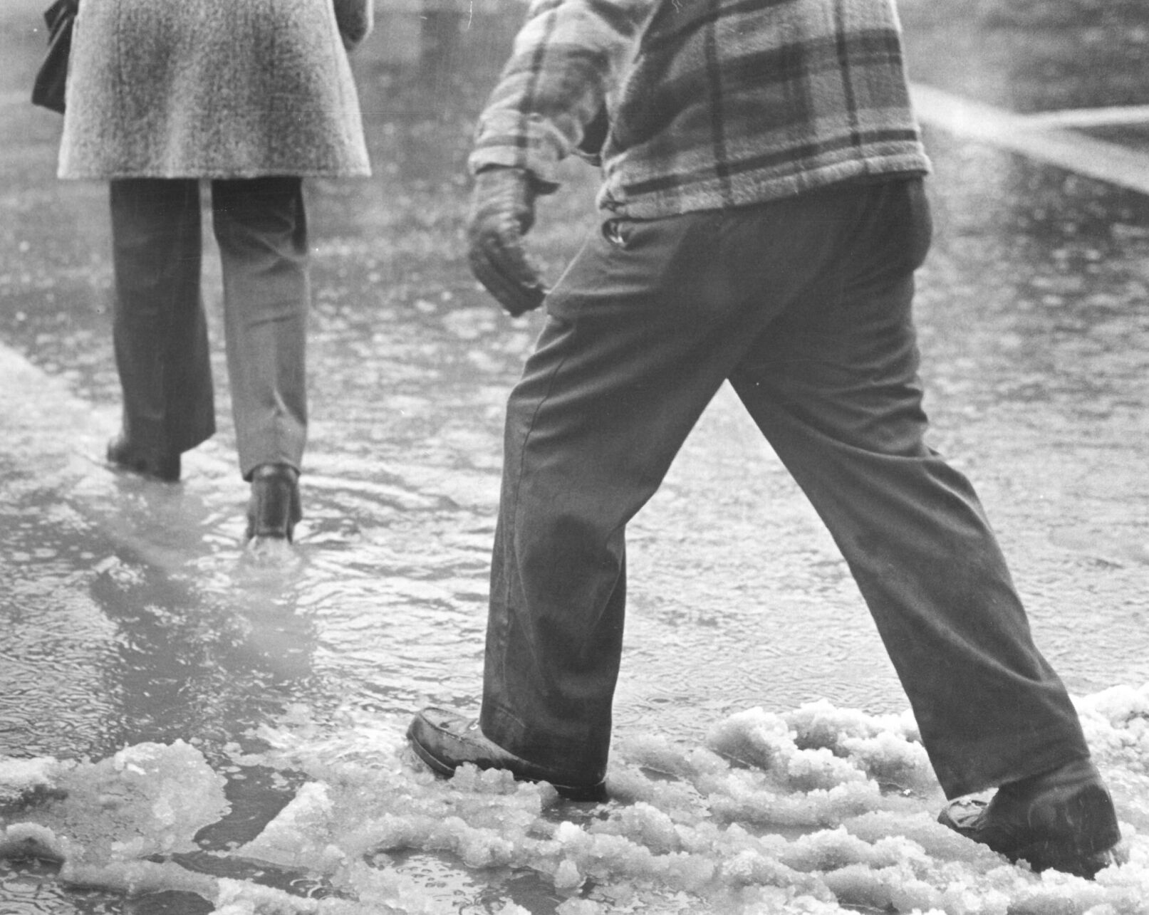 Walking through slush, December 1977